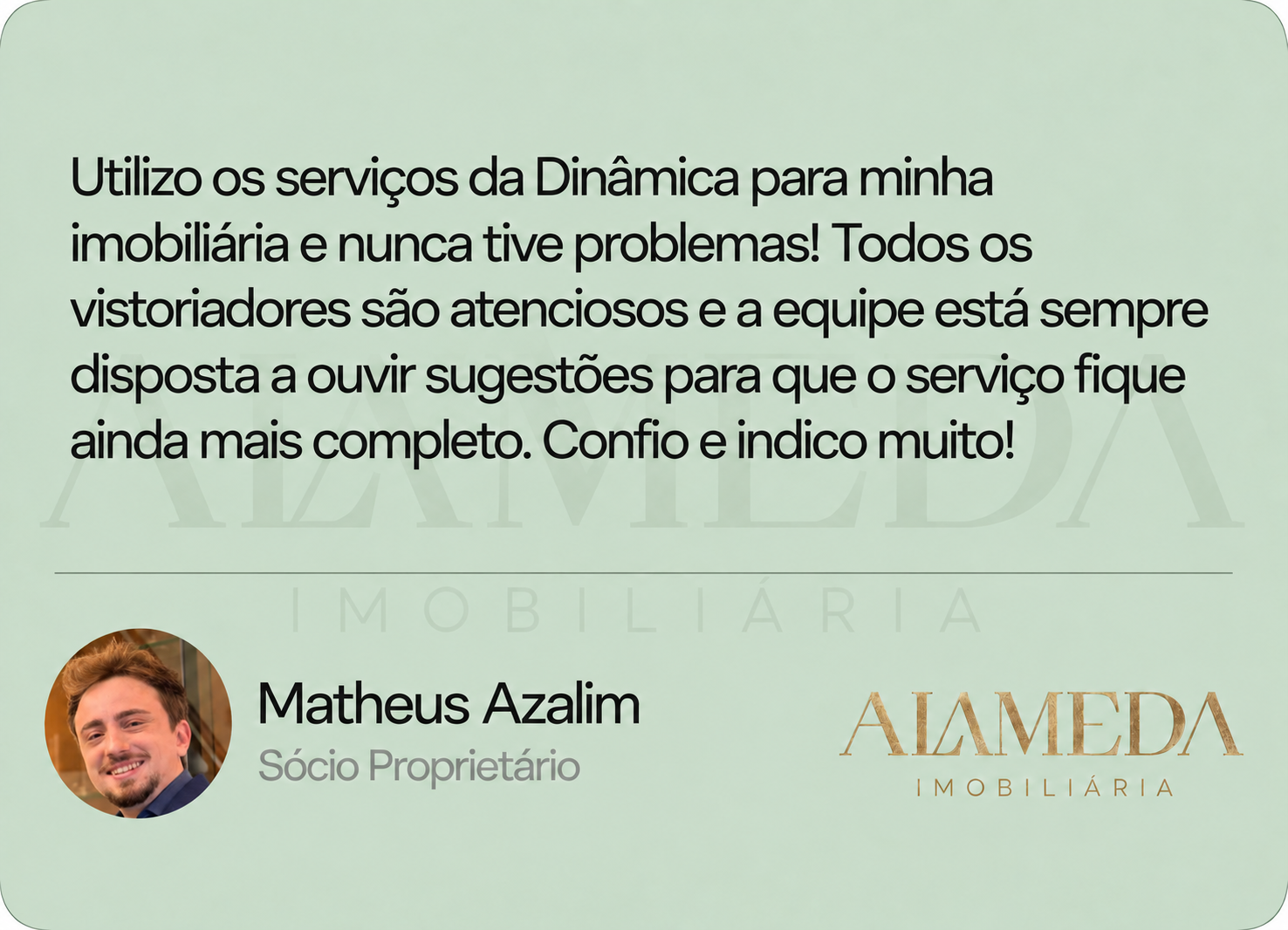Depoimento de Matheus Azalim, Sócio Proprietário — Alameda Imobiliária